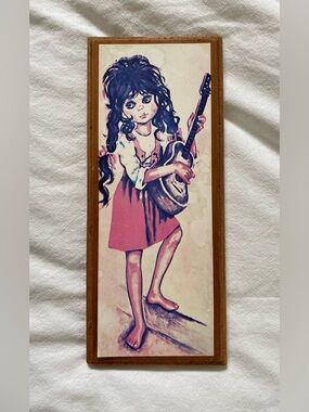 Big-Eyed Girl with Guitar Decor